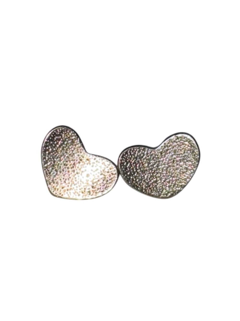 Heart Shaped Hammered Silver Tone Stud Earrings